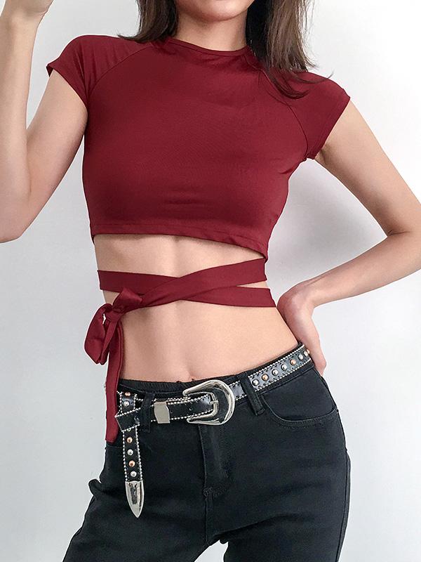 Sexy Backless Cross Strap T-Shirt