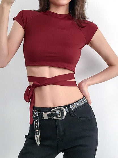 Sexy Backless Cross Strap T-Shirt