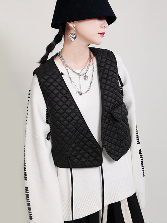 Original Geometry Plaid V-Neck Vest