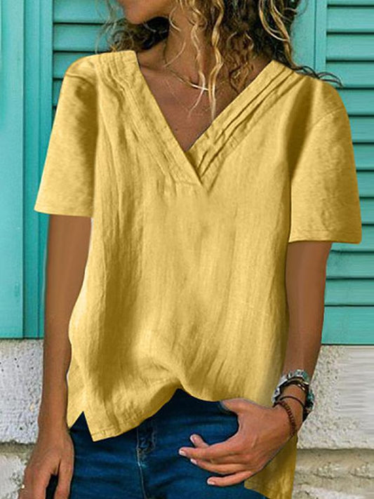 Casual V-neck Short Sleeve T-shirt