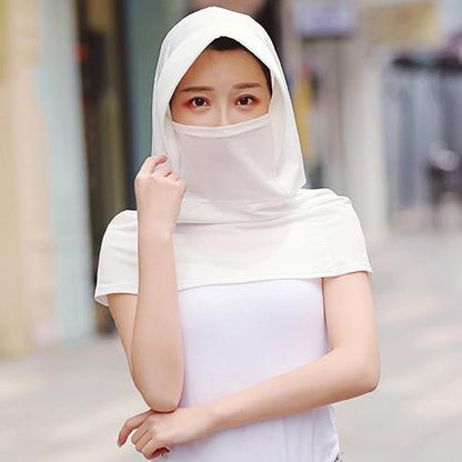 Solid Color Gauze Ice Silk Mask Multi-Functional Sunscreen Hat