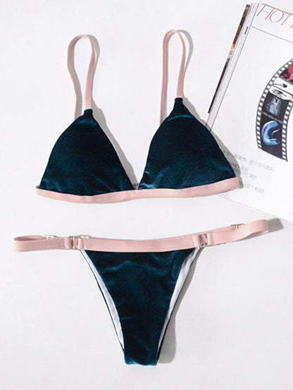 Triangle Top Contrast Bikini Swimsuit