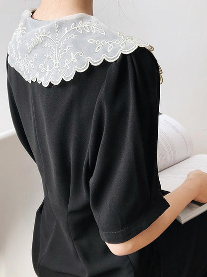 Original Empire Elasticity Lapel Lace Dress