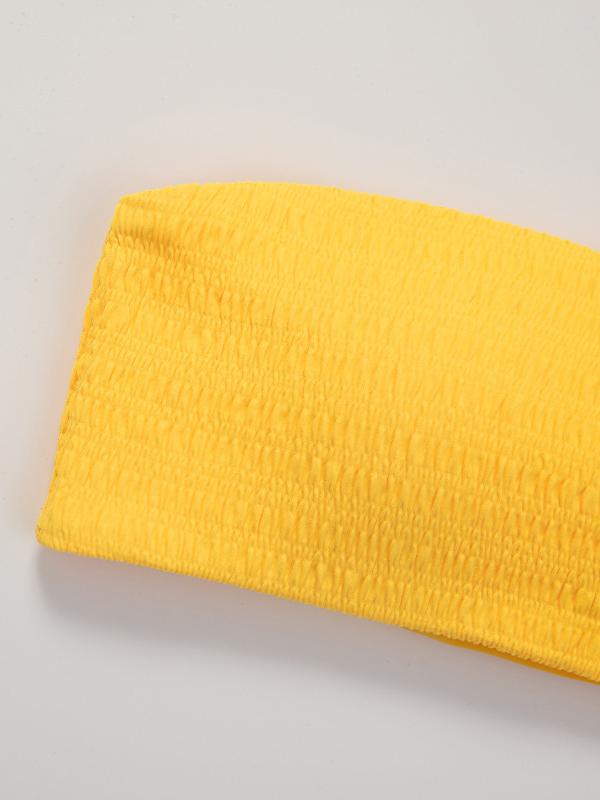 Solid Color Strapless Split Bikini Swimsuit