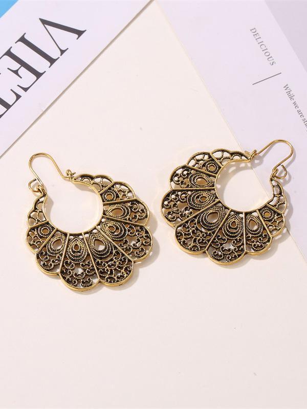 Vintage Geometric Openwork Flower Earrings