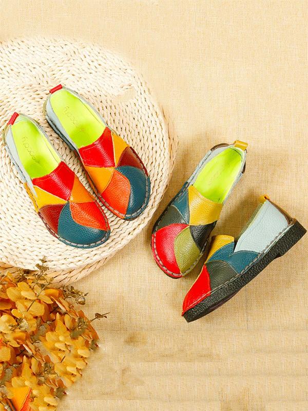 Multicolor Split-joint Slip-on Shoes