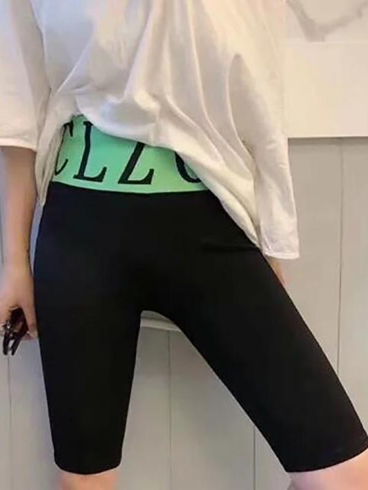 Waistband Letter Printed Sports Shorts