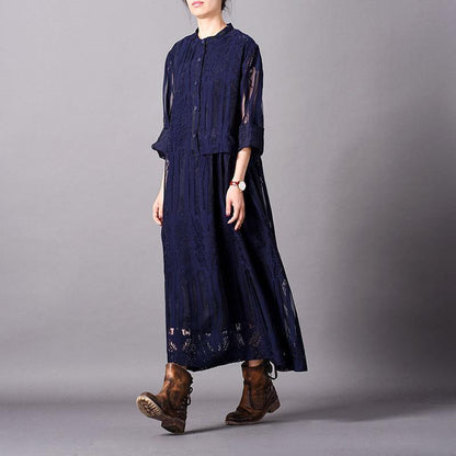 Elegant Jacquard Lace Midi Dress