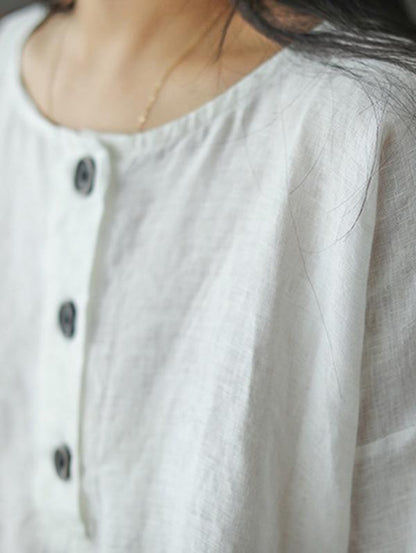 Artistic Retro Solid Shirt Blouse Tops