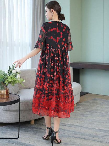 Loose Oversize Printed Polka-Dot Dress