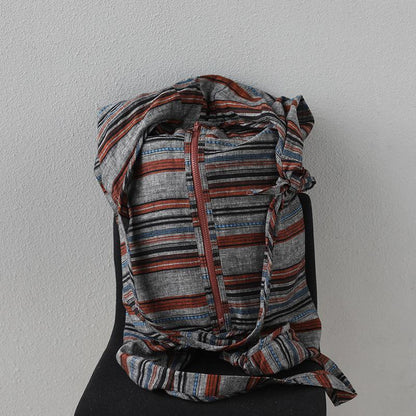 Casual Tied Band Shoulder Bag Striped Shopping Handbag