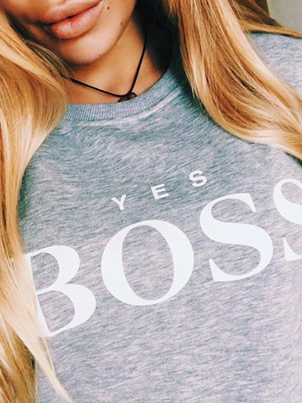 Letter Printed Round-neck Sweatershirt