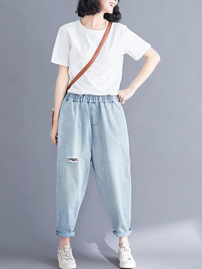 Loose Jean Ripped Trousers