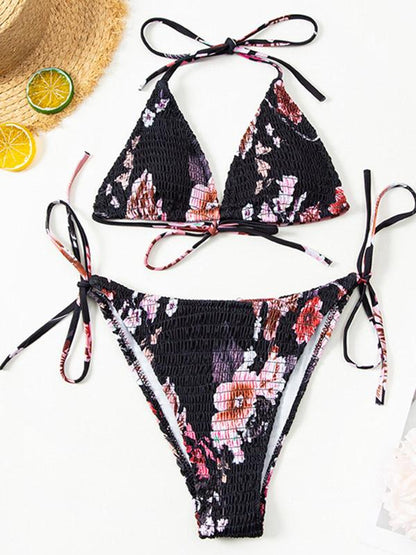 Sexy Triangles Bandage Split Type Bikini Swimsuit