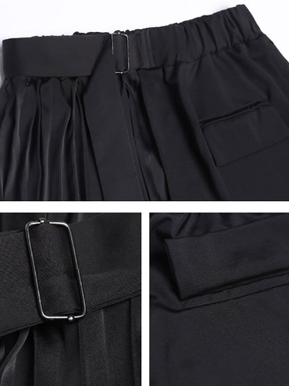 Casual Loose Pleated Asymmetric Skirts Bottoms