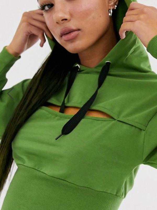 Solid Cut Out Sports Hoodie