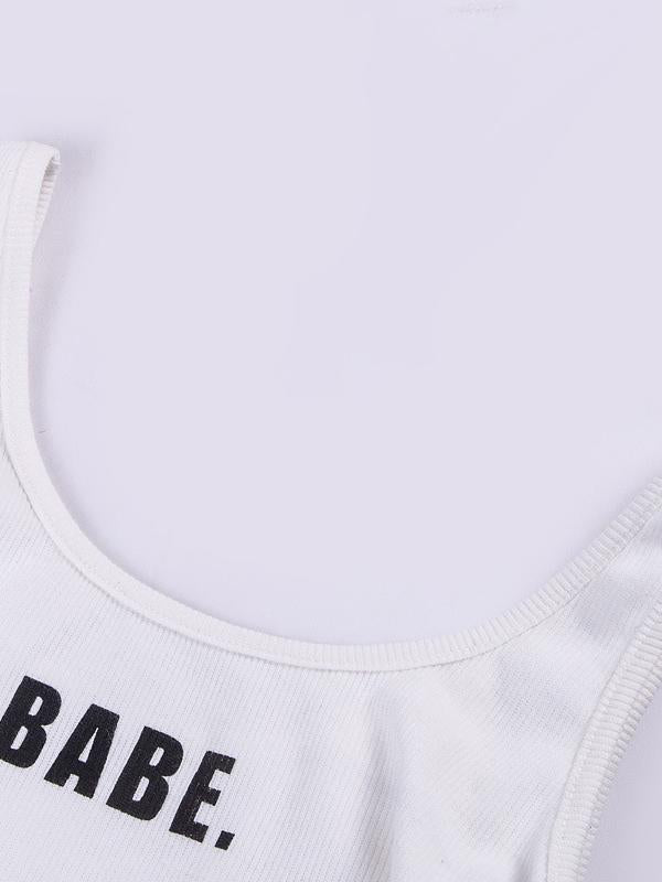 Cute Letter Printed Sports Tank