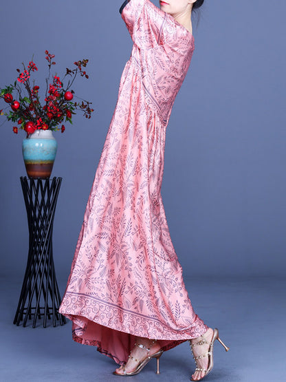 Original Floral V-Neck Half Sleeve Maxi Dress