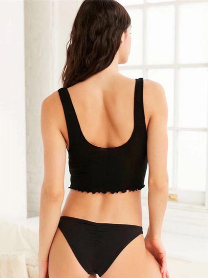 Solid U-neck Crop Top