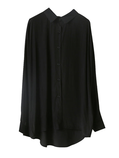 Original Solid Color Thin Lapel Blouses&Shirts Tops