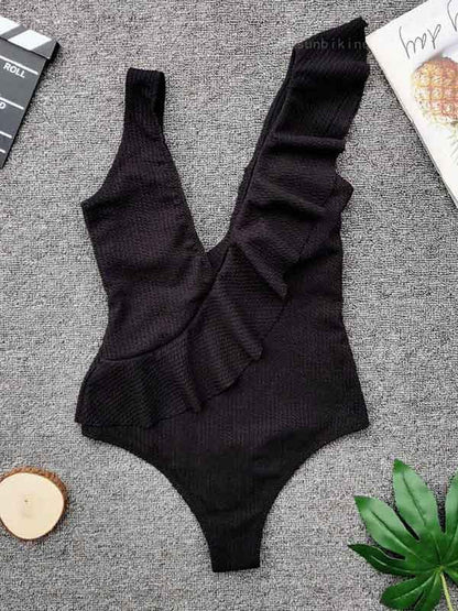 Sexy Beach Ruffled One-piece Swimsuit