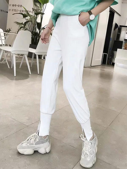 Loose Empire Ankle-tied Solid Sports Pants