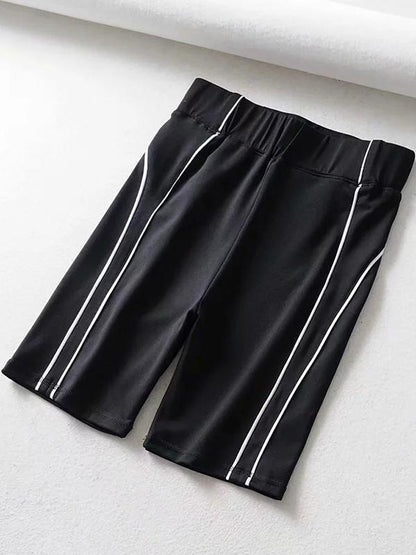 Striped Elastic Sport Shorts