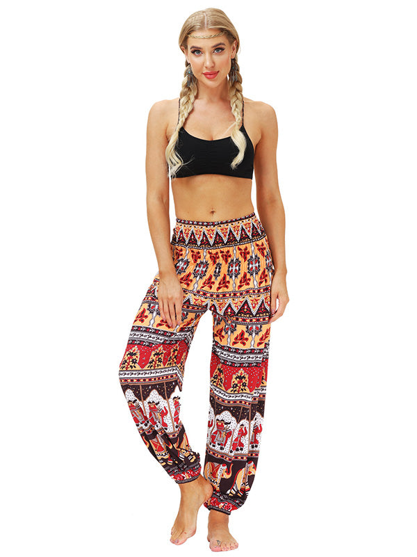 Bohemia Stripes Printed Elastic High Waisted Knickerbockers& Yoga Pants