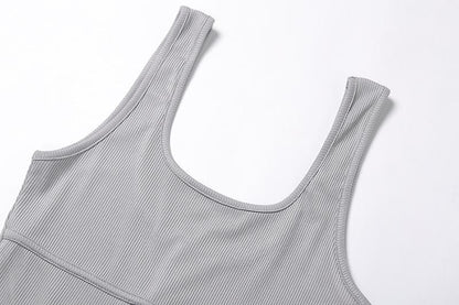 Sexy Solid Wrap Sleeveless Yoga Jumpsuits