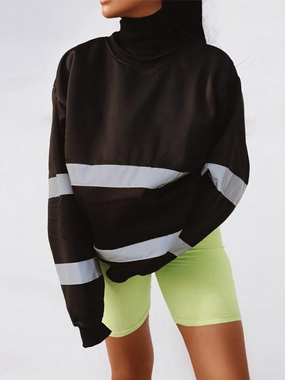 Reflective Striped Split-joint Sweatshirt