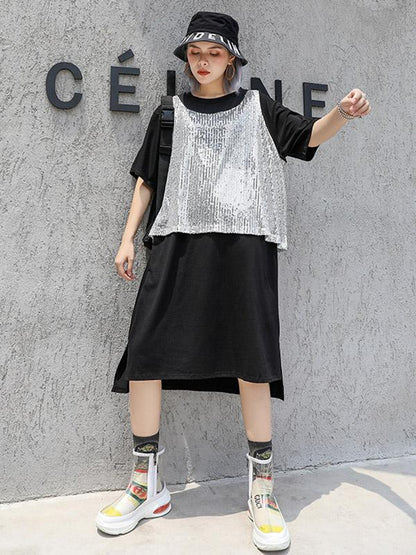 Loose Bling 2-pieces Midi Dress