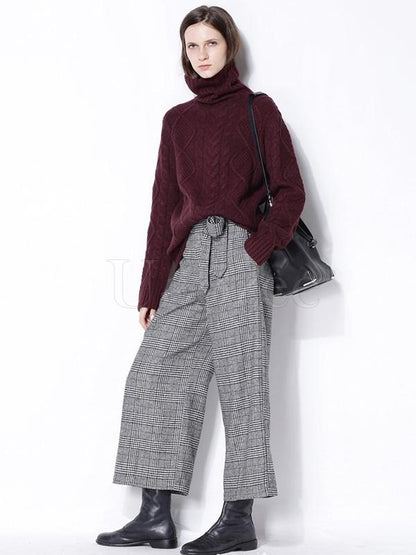 Loose High-neck Cashmere Solid Couple Sweater
