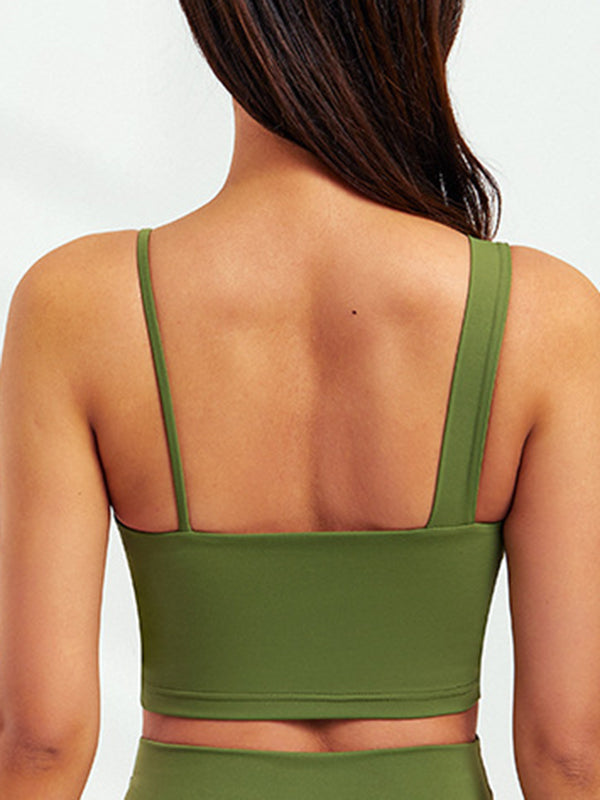 8 Colors Stylish Solid Color Spaghetti-Neck Sports Bra