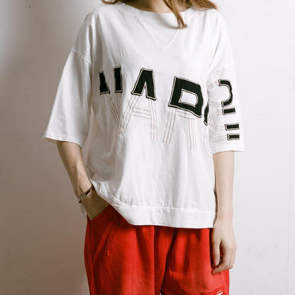 Embroidered And Half-Applique Letters T-Shirt