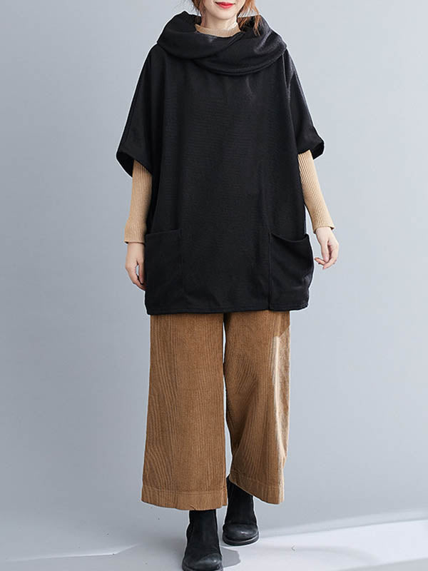 Solid Color Heaps Collar Half Sleeve T-Shirt