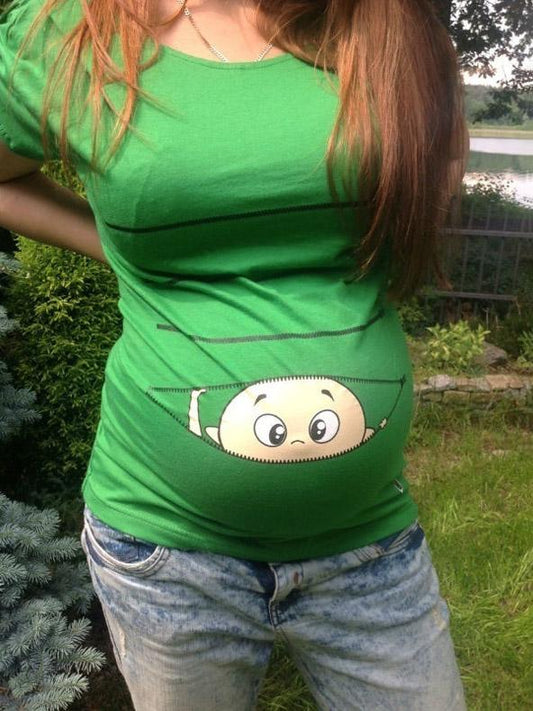 Maternity Printed Round-neck Short Sleeve T-shirt