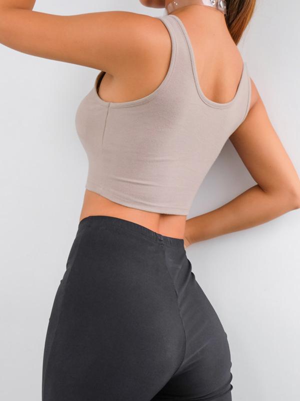 Solid Wrap Sleeveless Sports Bra
