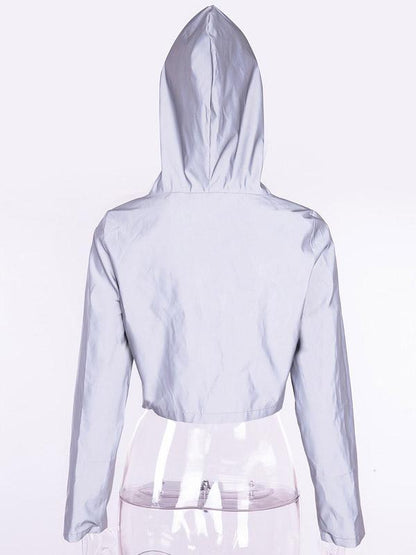 Hooded Cropped Long Sleeve Sport Jacket