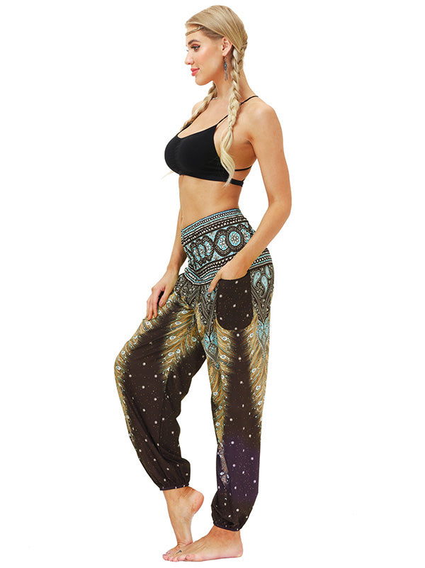 Bohemia Printed Elastic High Waisted Knickerbockers& Yoga Pants