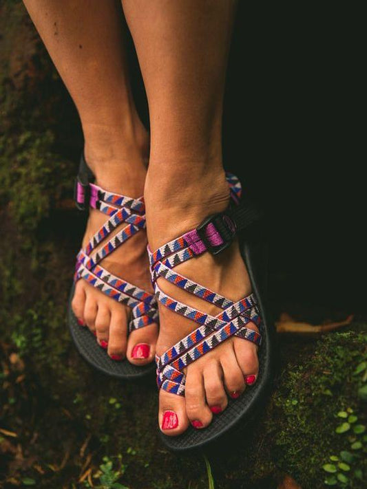 Crossover Strap Toe Flats Sandals