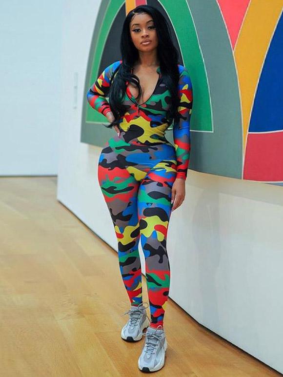 Empire Camouflage Zipper Jumpsuits