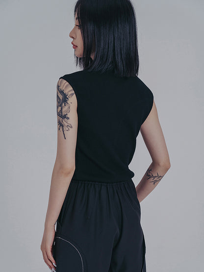 Original Irregular Contrast Color Split-Joint Vest Top