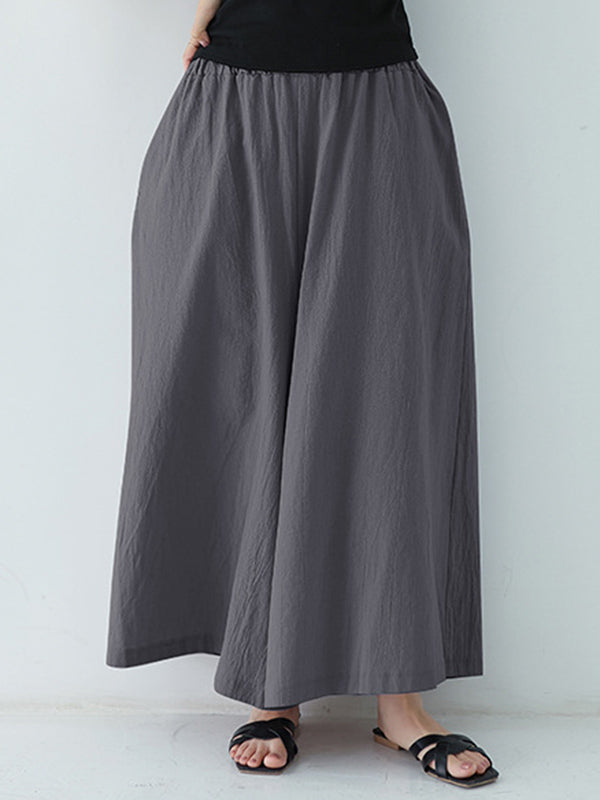 Casual 11 Colors  Solid Column Wide Leg Capri-Pants