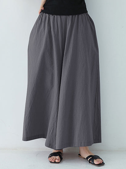 Casual 11 Colors  Solid Column Wide Leg Capri-Pants