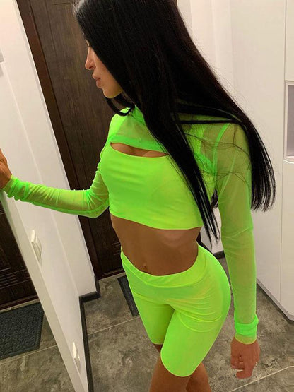 Mesh Long Sleeve Tees Tanks And Shorts Suits