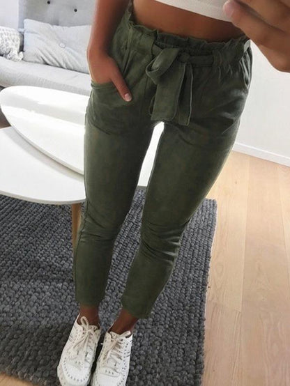 Fashion 3 Color Elastic Waist Casual Pants Bottoms