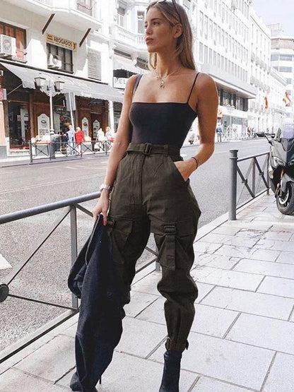 Fashion Ruffled Belted Cropped Pants