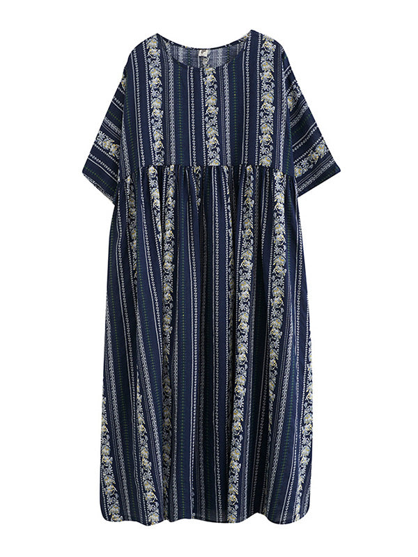 Original Floral Split-Joint Short Sleeve Maxi Dress