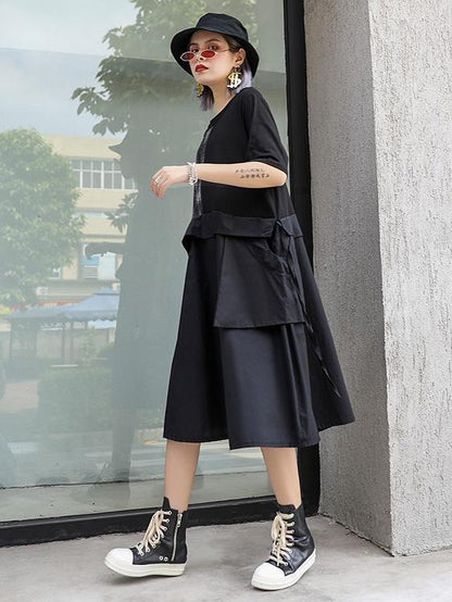 Loose Oversize Split-joint  Short Sleeves Dress