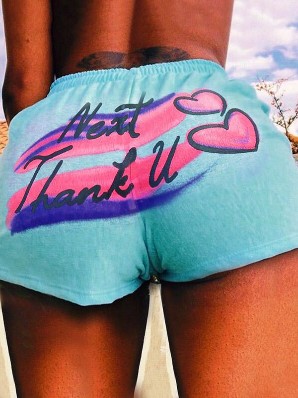 Fashion Wrap Letters Printed Sports Shorts